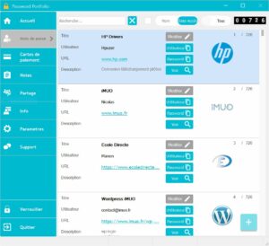 Password Portfolio - passwords view